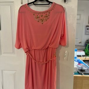 Pink with gold dress